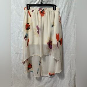 High Low Cream and Floral Skirt